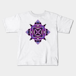 pixelated purple and blue mandala Kids T-Shirt